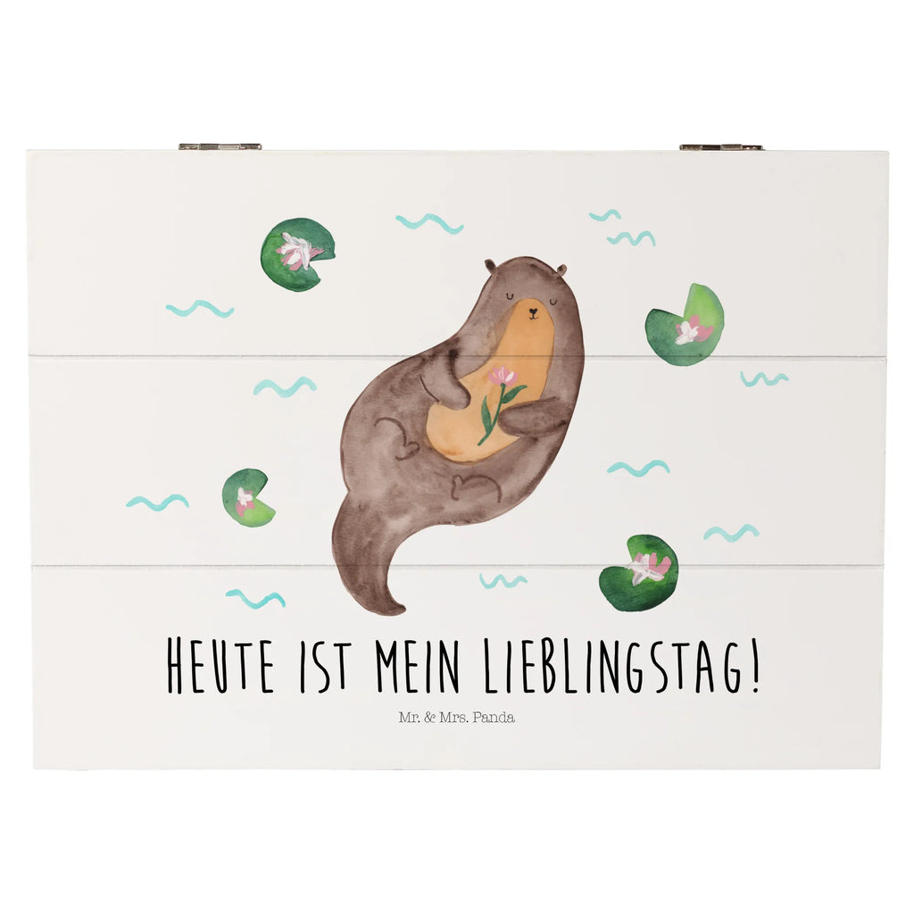 Holzkiste Otter Seerose Holzkiste, Kiste, Schatzkiste, Truhe, Schatulle, XXL, Erinnerungsbox, Erinnerungskiste, Dekokiste, Aufbewahrungsbox, Geschenkbox, Geschenkdose, Otter, Fischotter, Seeotter, Otter Seeotter See Otter