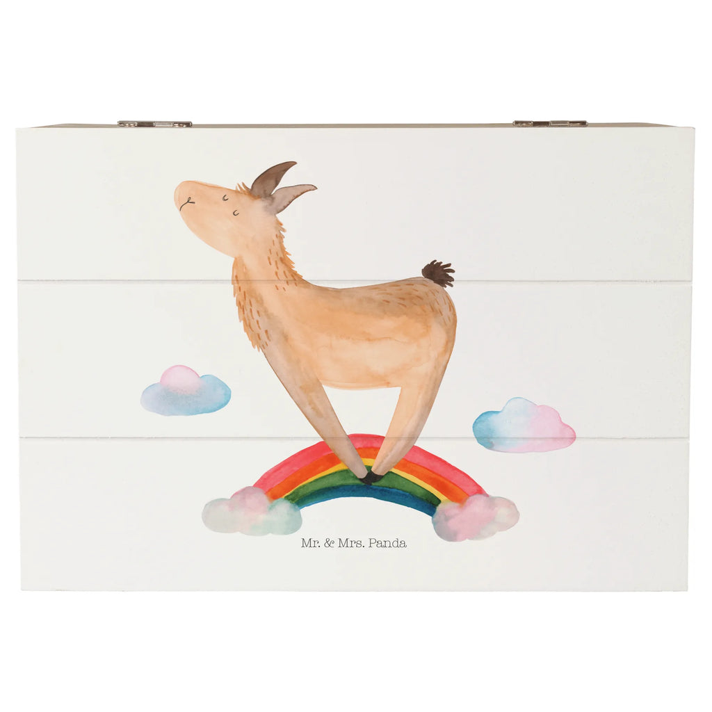 Holzkiste Lama Regenbogen Holzkiste, Kiste, Schatzkiste, Truhe, Schatulle, XXL, Erinnerungsbox, Erinnerungskiste, Dekokiste, Aufbewahrungsbox, Geschenkbox, Geschenkdose, Lama, Alpaka, Lamas, Regenbogen, Haters gonna hate, Haters, Selbstständig, Außenseiter, Schule, Abi, Hobby, Wolkenland, Freiheit