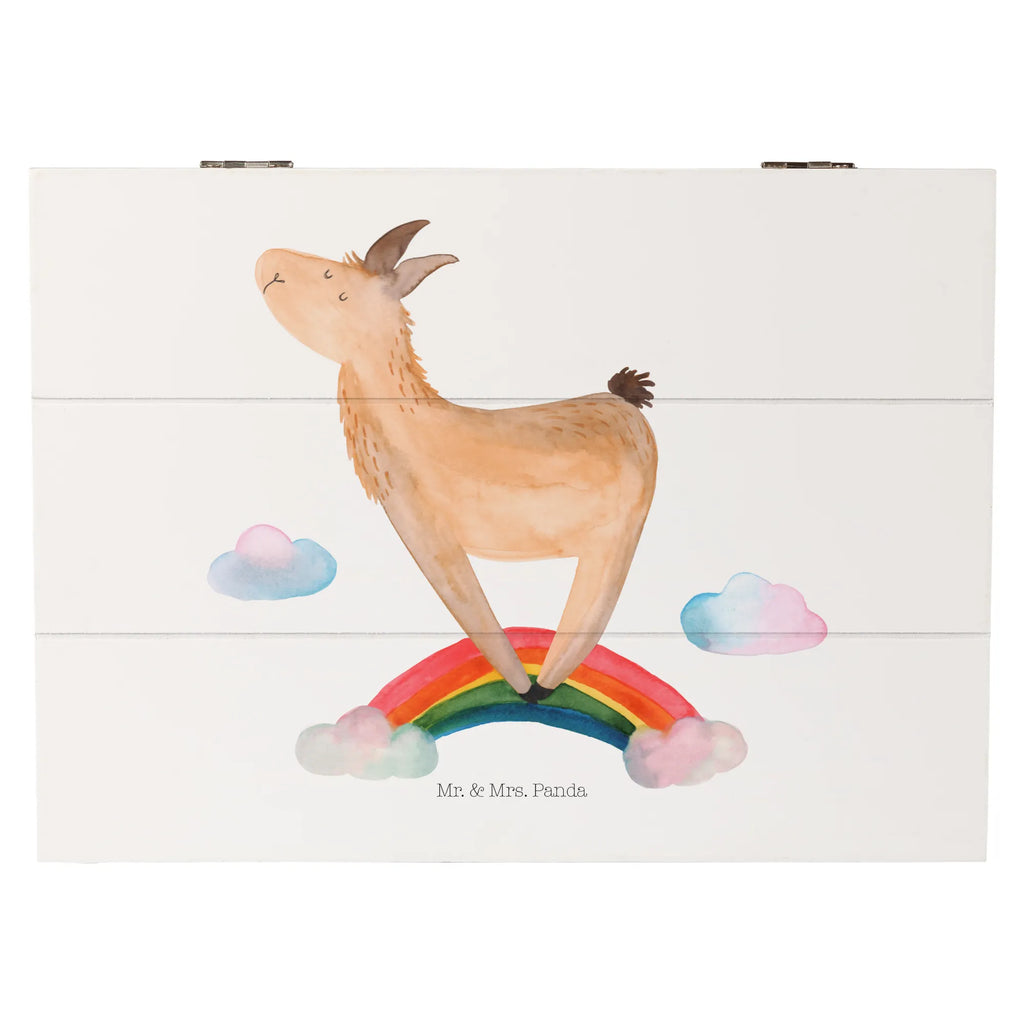 Holzkiste Lama Regenbogen Holzkiste, Kiste, Schatzkiste, Truhe, Schatulle, XXL, Erinnerungsbox, Erinnerungskiste, Dekokiste, Aufbewahrungsbox, Geschenkbox, Geschenkdose, Lama, Alpaka, Lamas, Regenbogen, Haters gonna hate, Haters, Selbstständig, Außenseiter, Schule, Abi, Hobby, Wolkenland, Freiheit