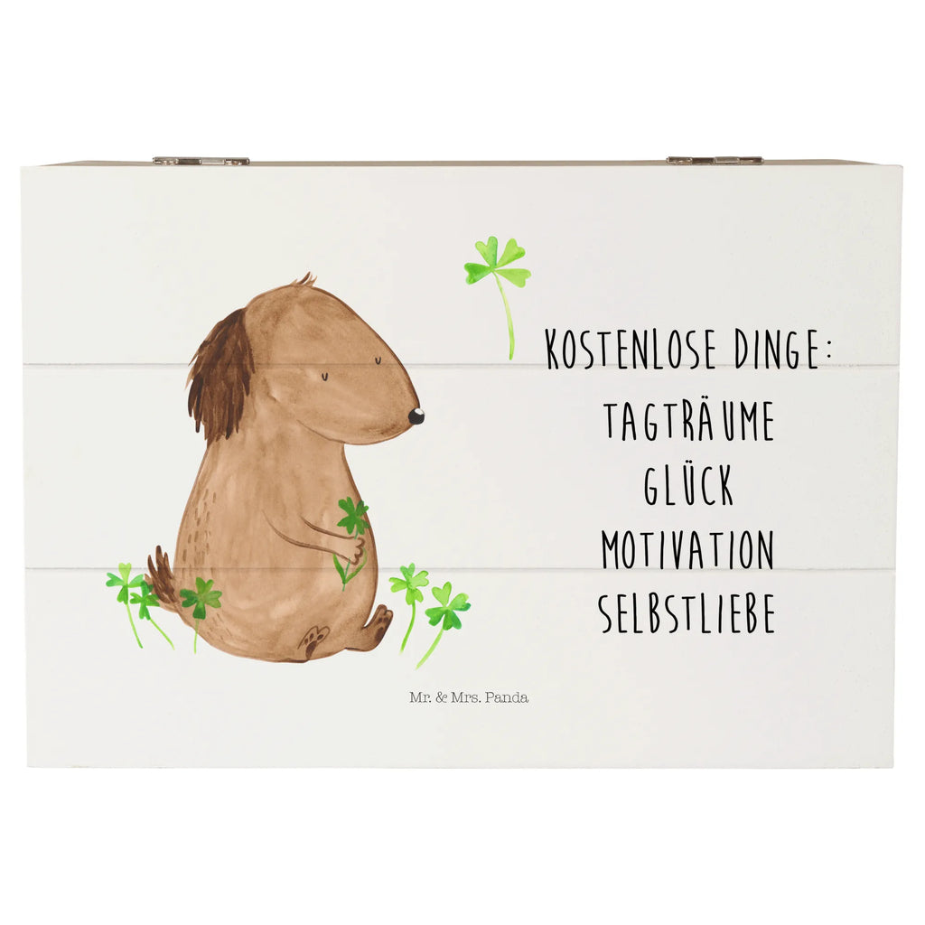 Holzkiste Hund Kleeblatt Holzkiste, Kiste, Schatzkiste, Truhe, Schatulle, XXL, Erinnerungsbox, Erinnerungskiste, Dekokiste, Aufbewahrungsbox, Geschenkbox, Geschenkdose, Hund, Hundemotiv, Haustier, Hunderasse, Tierliebhaber, Hundebesitzer, Sprüche, Kleeblatt, Glück, Tagträume, Motivation, Neuanfang, Geschenk, Glücksbringer, Selbstliebe, Achtsamkeit