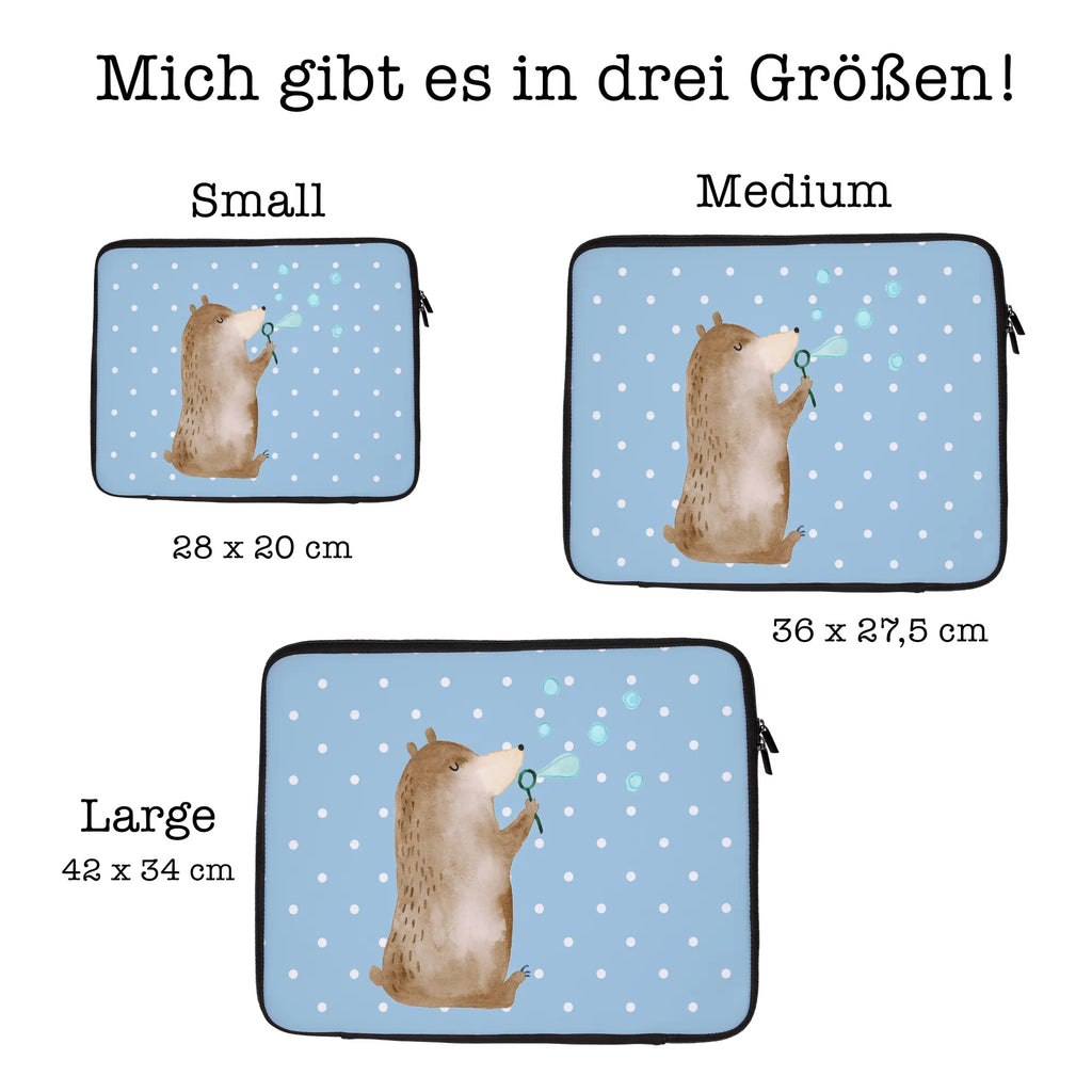 Notebook Tasche Bär Seifenblasen Notebook Tasche, Laptop, Computertasche, Tasche, Notebook-Tasche, Notebook-Reisehülle, Notebook Schutz, Bär, Teddy, Teddybär, Seifenblasen Bär Lustig Sein Glücklich Traurig Happy