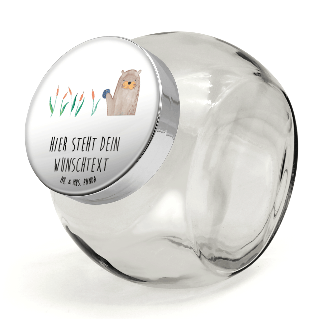 Personalisiertes Bonbonglas Otter mit Stein Vorratsdose, Vorratsbehälter, Süßigkeitenglas, Süßigkeitendose, Kaffeedose, Müslidose, Teedose, Keksbehälter, Keksedose, Glasdose, Glasbälter, Vorratsglas, Küchenbehälter, Aufbewahrungsdose, Aufbewahungsglas, Gewürzdose, Küchenorganizer, Snackdose, Otter, Fischotter, Seeotter, Otter Seeotter See Otter