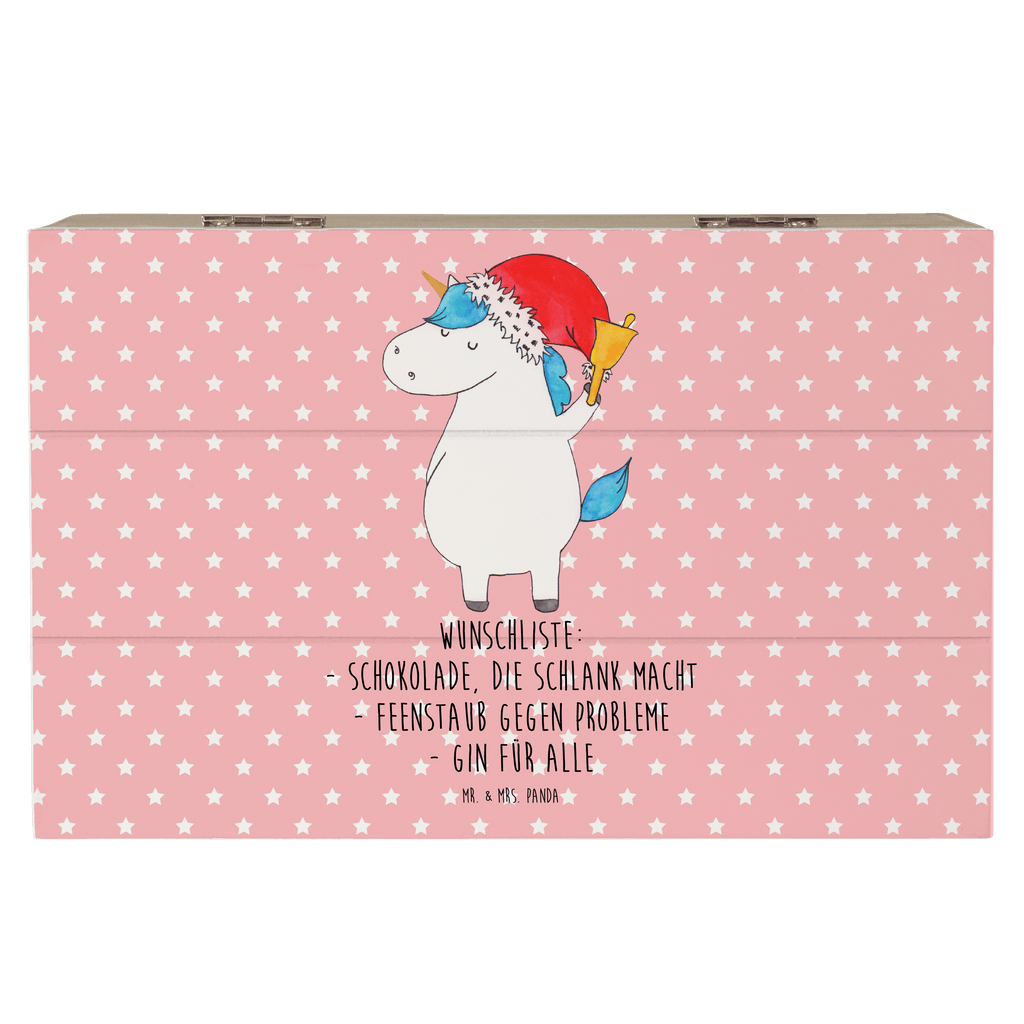 Holzkiste Einhorn Weihnachtsmann Holzkiste, Kiste, Schatzkiste, Truhe, Schatulle, XXL, Erinnerungsbox, Erinnerungskiste, Dekokiste, Aufbewahrungsbox, Geschenkbox, Geschenkdose, Einhorn, Einhörner, Einhorn Deko, Pegasus, Unicorn, Gin, Schokolade, Schoki, Weihnachten, Weihnachtsmann, Nikolaus, Wunschzettel, Wunschliste, Feenstaub