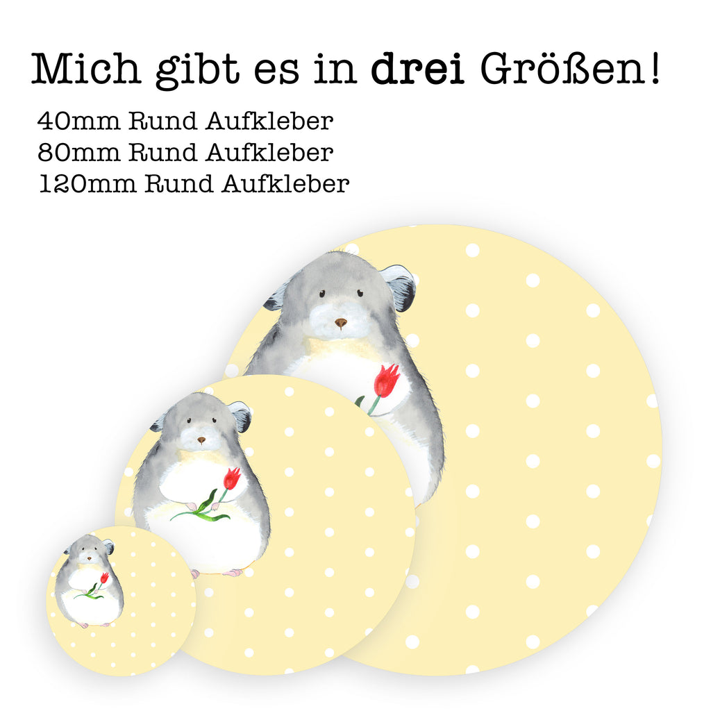 Rund Aufkleber Chinchilla mit Blume Sticker, Aufkleber, Etikett, Tiermotive, Gute Laune, lustige Sprüche, Tiere, Chinchilla, Chinchillas, Liebeskummer, Kummer, Depressionen, traurig sein, Chaos, Glücklichsein, Büro, Büroalltag