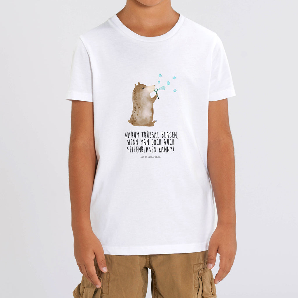 Organic Kinder T-Shirt Bär Seifenblasen Kinder T-Shirt, Kinder T-Shirt Mädchen, Kinder T-Shirt Jungen, Bär, Teddy, Teddybär, Seifenblasen Bär Lustig Sein Glücklich Traurig Happy