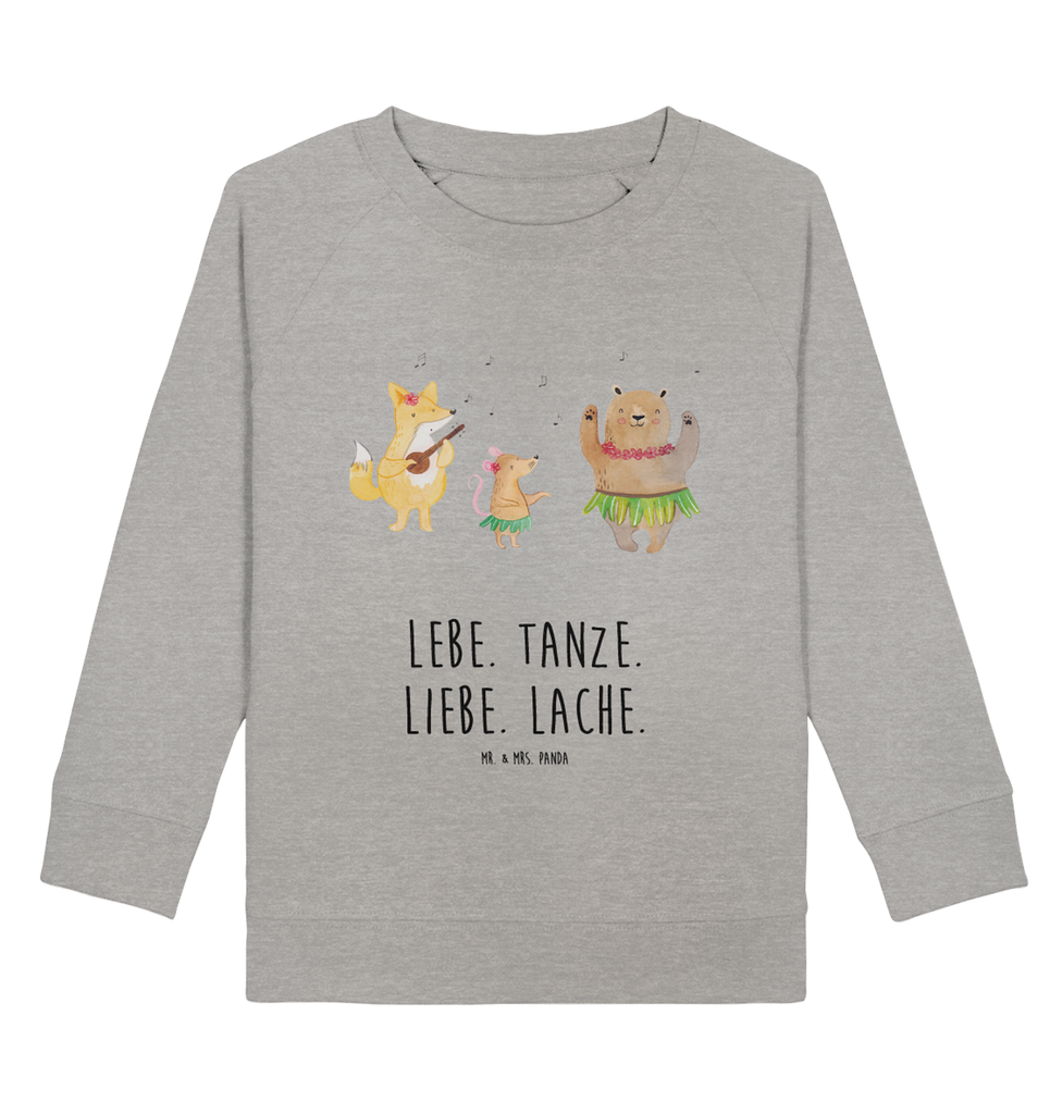 Organic Kinder Pullover Waldtiere Aloha Kinder Pullover, Kinder Sweatshirt, Jungen, Mädchen, Tiermotive, Gute Laune, lustige Sprüche, Tiere, Wald, Waldtiere, Musik, Aloha, Bär, Hase, Igel, Tanzen, Leben, Lachen