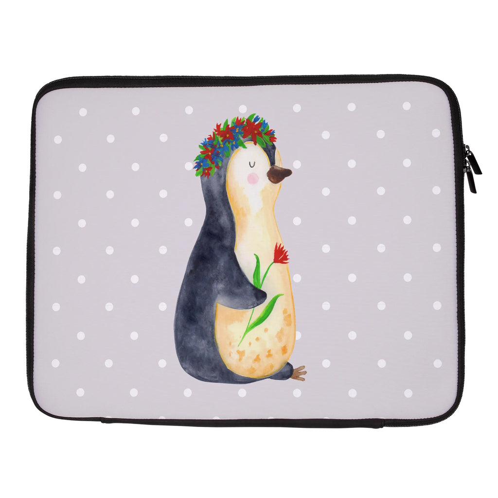 Notebook Tasche Pinguin Blumen Notebook Tasche, Laptop, Computertasche, Tasche, Notebook-Tasche, Notebook-Reisehülle, Notebook Schutz, Pinguin, Pinguine, Blumenkranz, Universum, Leben, Wünsche, Ziele, Lebensziele, Motivation, Lebenslust, Liebeskummer, Geschenkidee