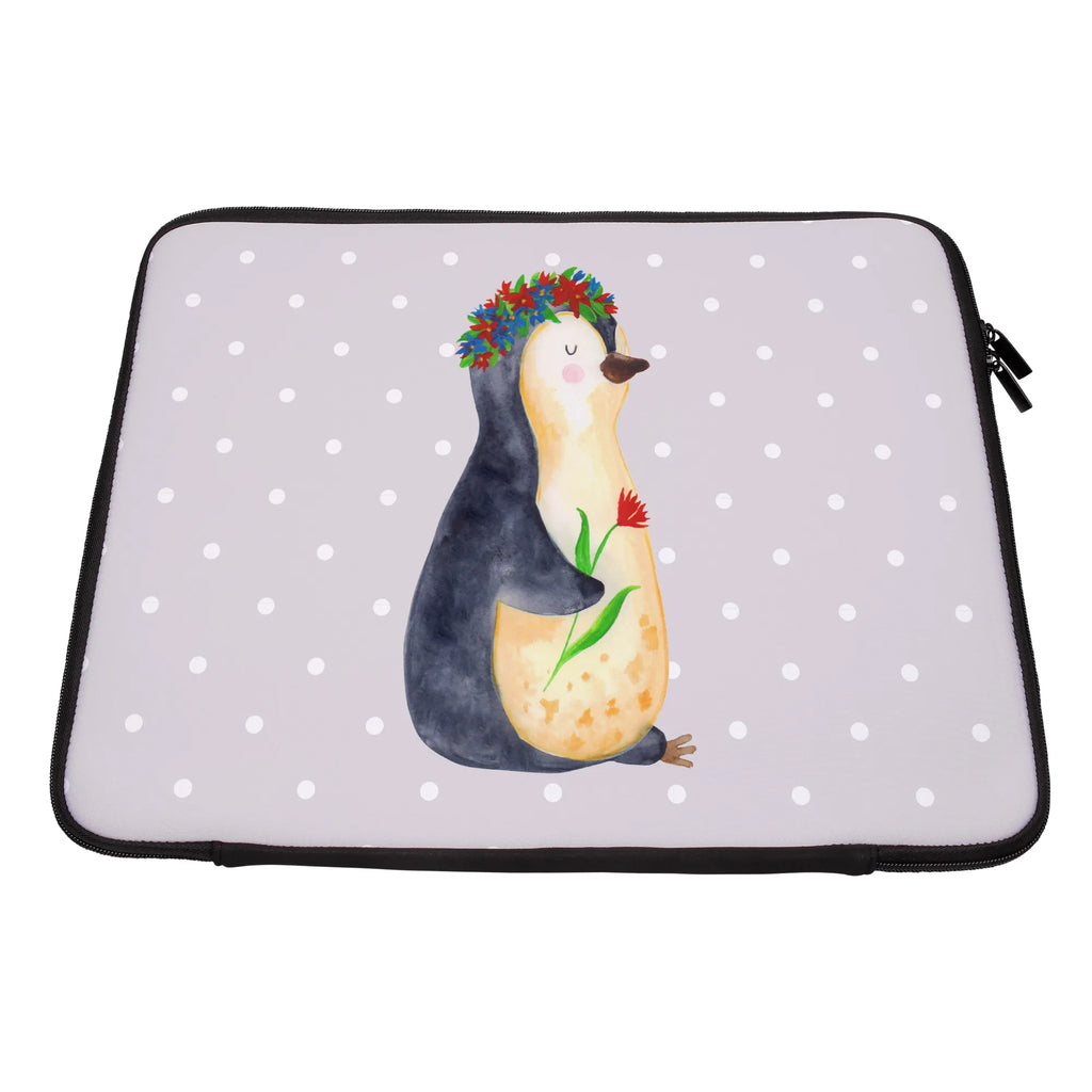 Notebook Tasche Pinguin Blumen Notebook Tasche, Laptop, Computertasche, Tasche, Notebook-Tasche, Notebook-Reisehülle, Notebook Schutz, Pinguin, Pinguine, Blumenkranz, Universum, Leben, Wünsche, Ziele, Lebensziele, Motivation, Lebenslust, Liebeskummer, Geschenkidee