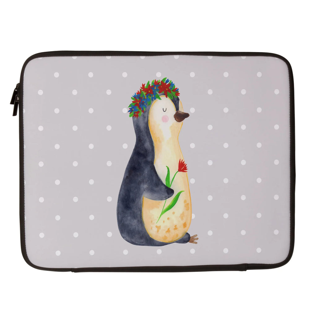 Notebook Tasche Pinguin Blumen Notebook Tasche, Laptop, Computertasche, Tasche, Notebook-Tasche, Notebook-Reisehülle, Notebook Schutz, Pinguin, Pinguine, Blumenkranz, Universum, Leben, Wünsche, Ziele, Lebensziele, Motivation, Lebenslust, Liebeskummer, Geschenkidee