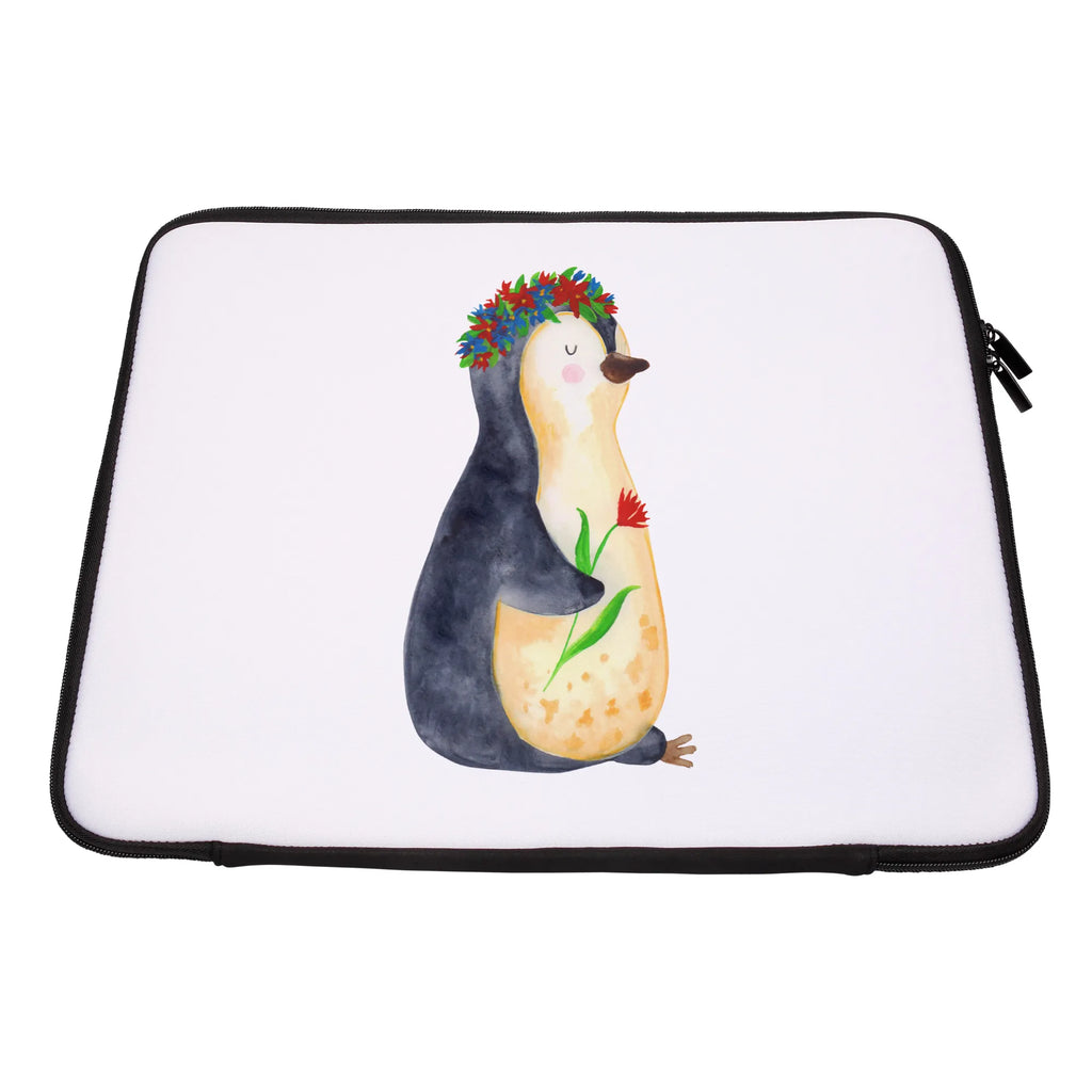 Notebook Tasche Pinguin Blumen Notebook Tasche, Laptop, Computertasche, Tasche, Notebook-Tasche, Notebook-Reisehülle, Notebook Schutz, Pinguin, Pinguine, Blumenkranz, Universum, Leben, Wünsche, Ziele, Lebensziele, Motivation, Lebenslust, Liebeskummer, Geschenkidee