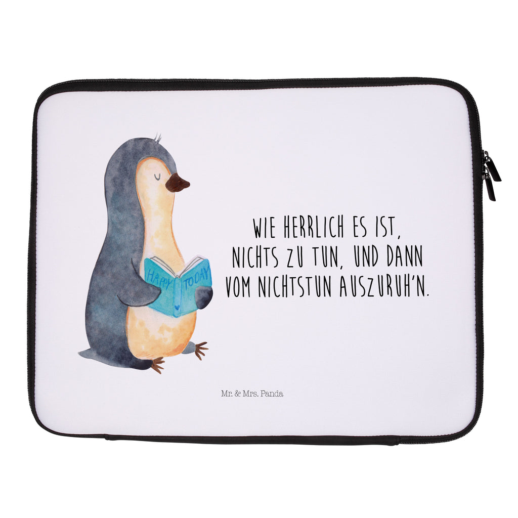 Notebook Tasche Pinguin Buch Notebook Tasche, Laptop, Computertasche, Tasche, Notebook-Tasche, Notebook-Reisehülle, Notebook Schutz, Pinguin, Pinguine, Buch, Lesen, Bücherwurm, Nichtstun, Faulenzen, Ferien, Urlaub, Freizeit