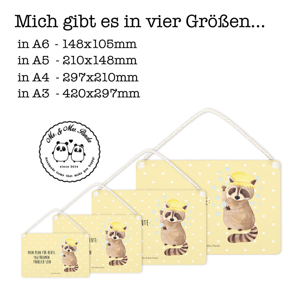 Deko Schild Waschbär Dekoschild, Deko Schild, Schild, Tür Schild, Türschild, Holzschild, Wandschild, Wanddeko, Tiermotive, Gute Laune, lustige Sprüche, Tiere, Waschbär, Tagträumen, Plan, Fröhlich, waschen, Seifenblasen