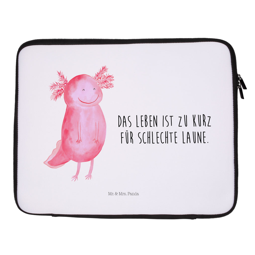 Notebook Tasche Axolotl Glücklich Notebook Tasche, Laptop, Computertasche, Tasche, Notebook-Tasche, Notebook-Reisehülle, Notebook Schutz, Axolotl, Molch, Axolot, Schwanzlurch, Lurch, Lurche, Motivation, gute Laune