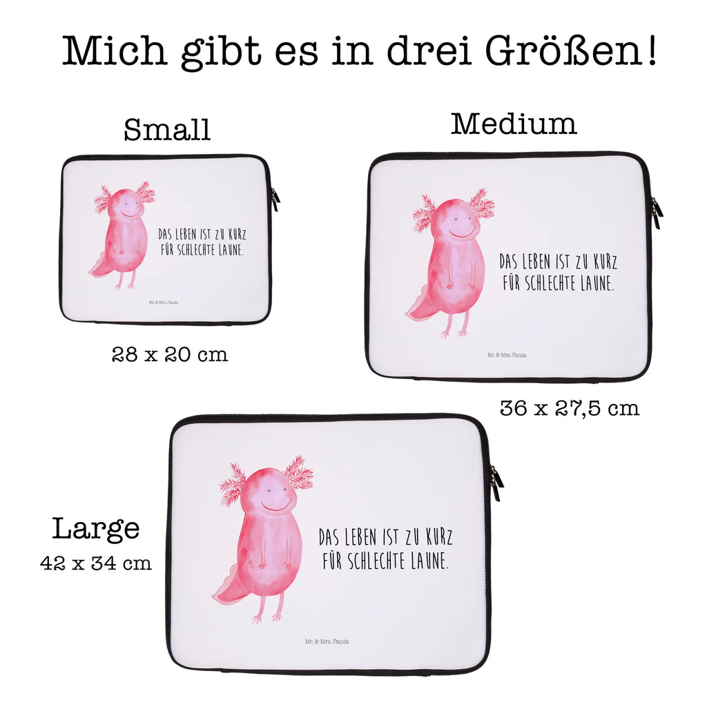 Notebook Tasche Axolotl Glücklich Notebook Tasche, Laptop, Computertasche, Tasche, Notebook-Tasche, Notebook-Reisehülle, Notebook Schutz, Axolotl, Molch, Axolot, Schwanzlurch, Lurch, Lurche, Motivation, gute Laune