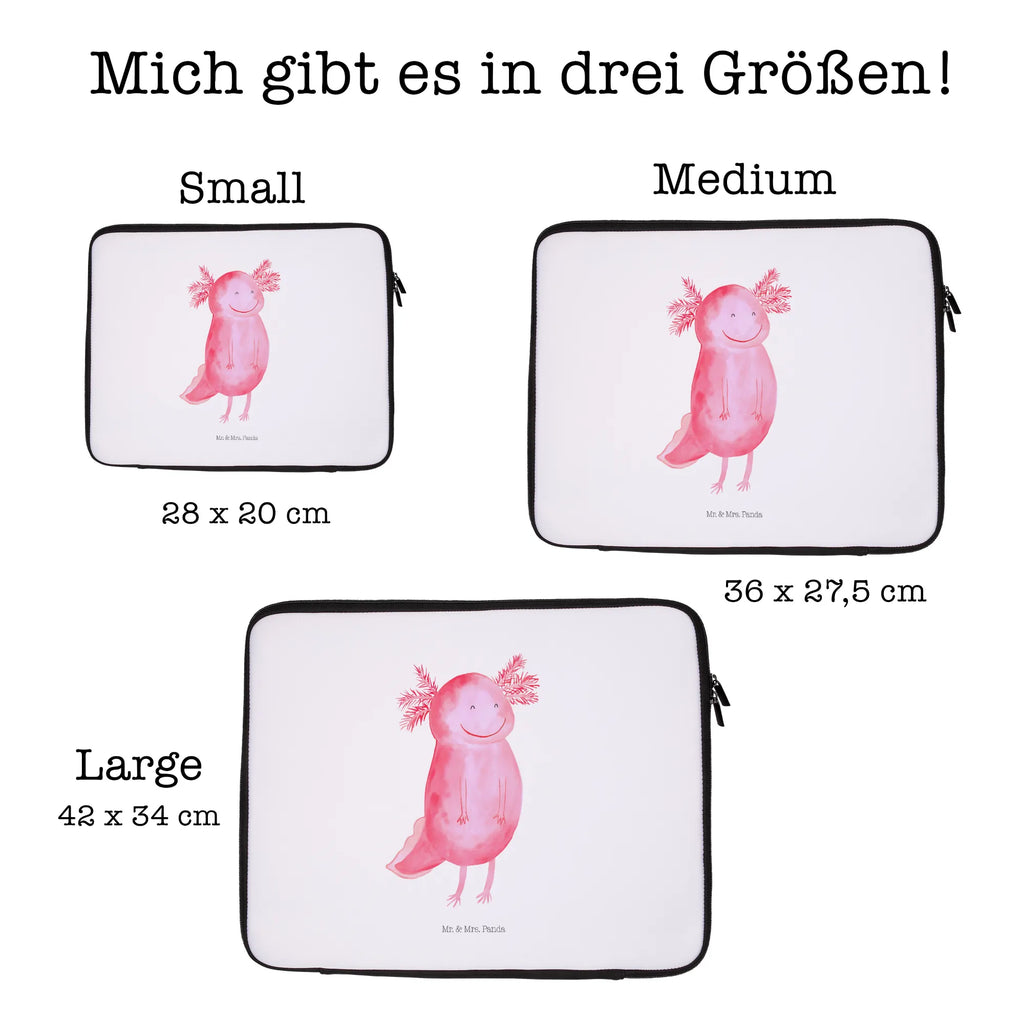 Notebook Tasche Axolotl Glücklich Notebook Tasche, Laptop, Computertasche, Tasche, Notebook-Tasche, Notebook-Reisehülle, Notebook Schutz, Axolotl, Molch, Axolot, Schwanzlurch, Lurch, Lurche, Motivation, gute Laune