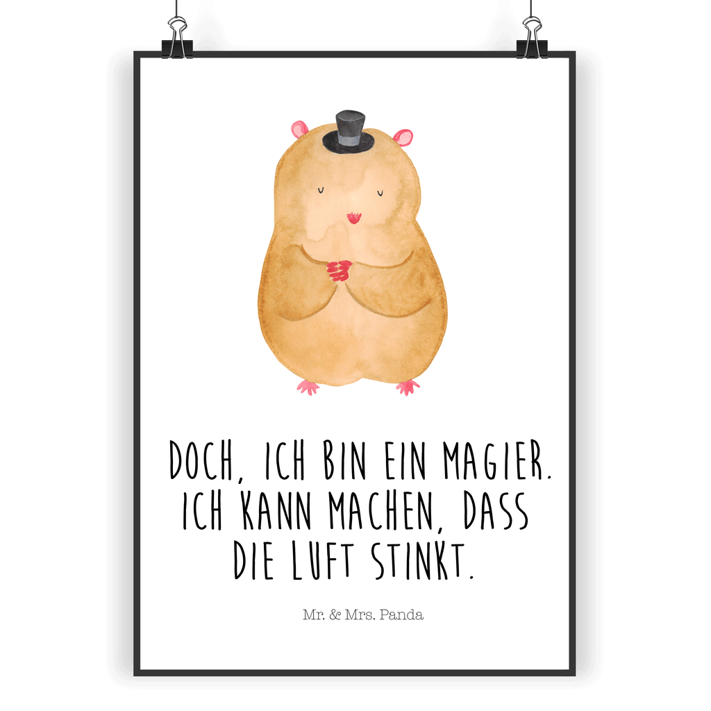 Poster Hamster Hut Poster, Wandposter, Bild, Wanddeko, Küchenposter, Kinderposter, Wanddeko Bild, Raumdekoration, Wanddekoration, Handgemaltes Poster, Mr. & Mrs. Panda Poster, Designposter, Kunstdruck, Posterdruck, Tiermotive, Gute Laune, lustige Sprüche, Tiere, Hamster, Hut, Magier, Zylinder, Zwerghamster, Zauberer