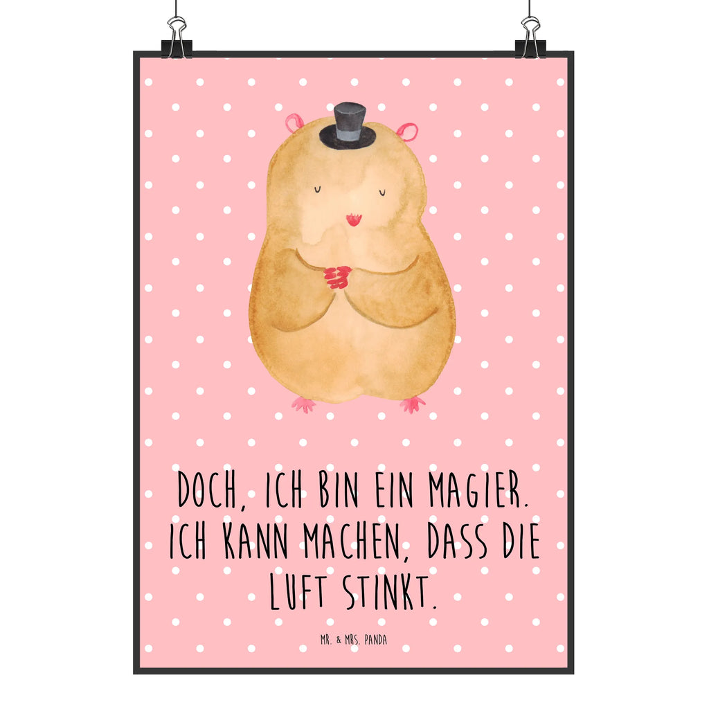 Poster Hamster Hut Poster, Wandposter, Bild, Wanddeko, Küchenposter, Kinderposter, Wanddeko Bild, Raumdekoration, Wanddekoration, Handgemaltes Poster, Mr. & Mrs. Panda Poster, Designposter, Kunstdruck, Posterdruck, Tiermotive, Gute Laune, lustige Sprüche, Tiere, Hamster, Hut, Magier, Zylinder, Zwerghamster, Zauberer