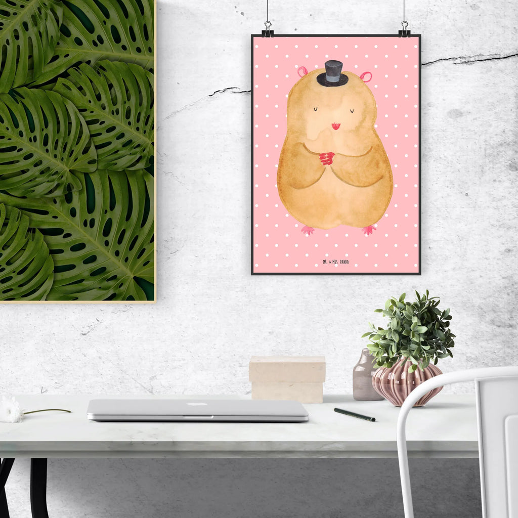 Poster Hamster Hut Poster, Wandposter, Bild, Wanddeko, Küchenposter, Kinderposter, Wanddeko Bild, Raumdekoration, Wanddekoration, Handgemaltes Poster, Mr. & Mrs. Panda Poster, Designposter, Kunstdruck, Posterdruck, Tiermotive, Gute Laune, lustige Sprüche, Tiere, Hamster, Hut, Magier, Zylinder, Zwerghamster, Zauberer