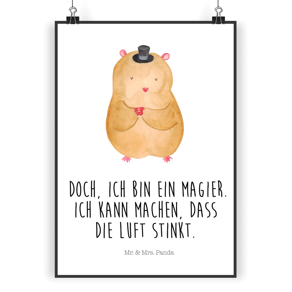 Poster Hamster Hut Poster, Wandposter, Bild, Wanddeko, Küchenposter, Kinderposter, Wanddeko Bild, Raumdekoration, Wanddekoration, Handgemaltes Poster, Mr. & Mrs. Panda Poster, Designposter, Kunstdruck, Posterdruck, Tiermotive, Gute Laune, lustige Sprüche, Tiere, Hamster, Hut, Magier, Zylinder, Zwerghamster, Zauberer