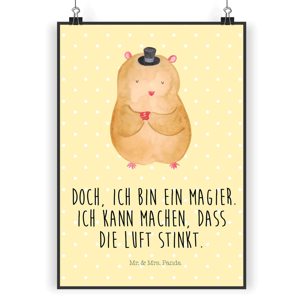 Poster Hamster Hut Poster, Wandposter, Bild, Wanddeko, Küchenposter, Kinderposter, Wanddeko Bild, Raumdekoration, Wanddekoration, Handgemaltes Poster, Mr. & Mrs. Panda Poster, Designposter, Kunstdruck, Posterdruck, Tiermotive, Gute Laune, lustige Sprüche, Tiere, Hamster, Hut, Magier, Zylinder, Zwerghamster, Zauberer