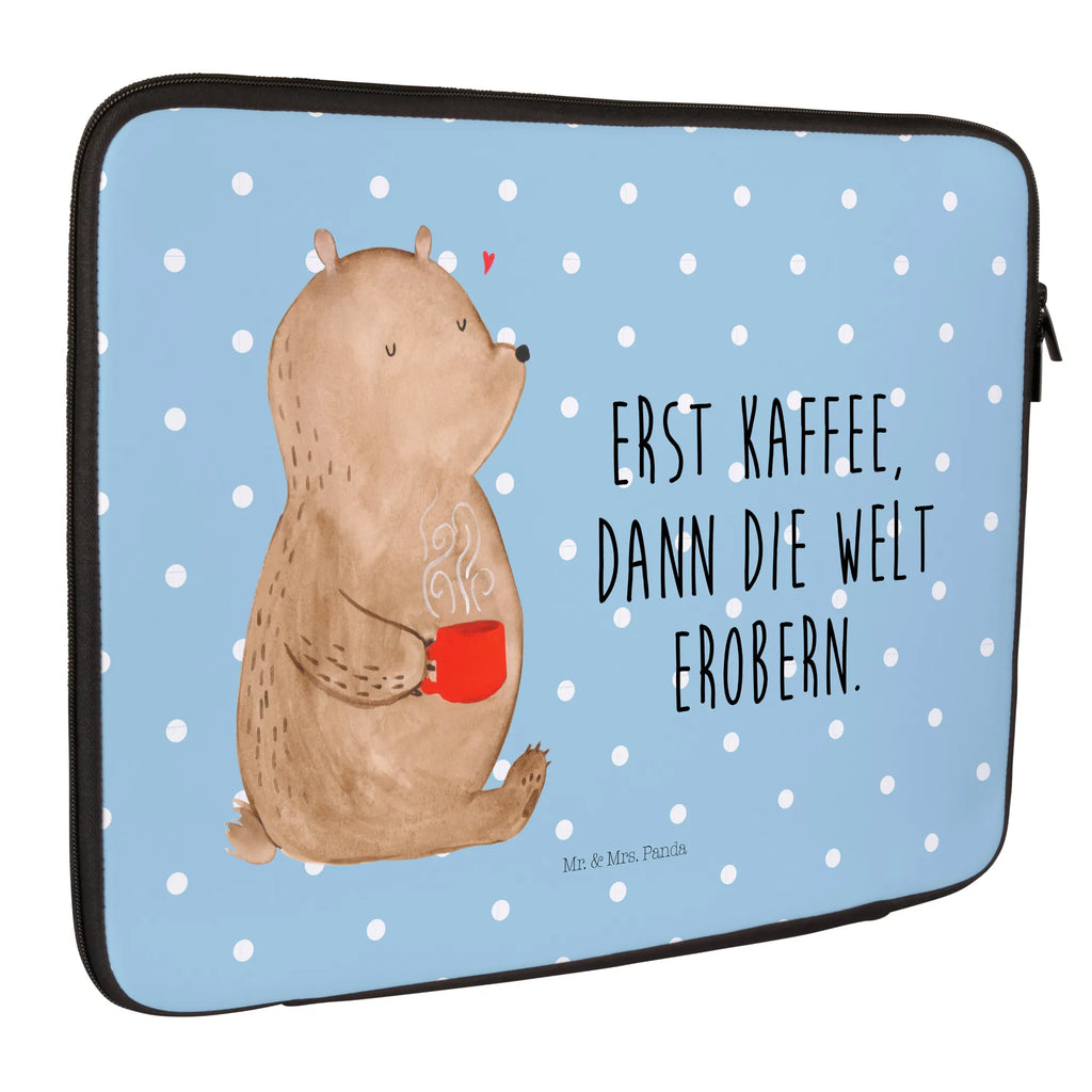 Notebook Tasche Bär Kaffee Notebook Tasche, Laptop, Computertasche, Tasche, Notebook-Tasche, Notebook-Reisehülle, Notebook Schutz, Bär, Teddy, Teddybär, Kaffee, Coffee, Bären, guten Morgen, Morgenroutine, Welt erobern, Welt retten, Motivation