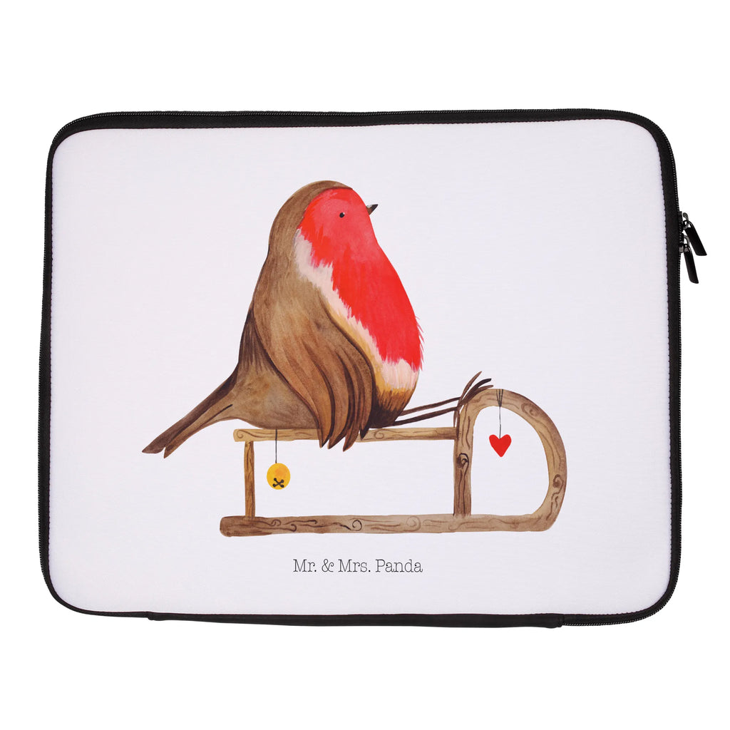 Notebook Tasche Rotkehlchen Schlitten Notebook Tasche, Laptop, Computertasche, Tasche, Notebook-Tasche, Notebook-Reisehülle, Notebook Schutz, Winter, Weihnachten, Weihnachtsdeko, Nikolaus, Advent, Heiligabend, Wintermotiv, Schlitten, Vogel