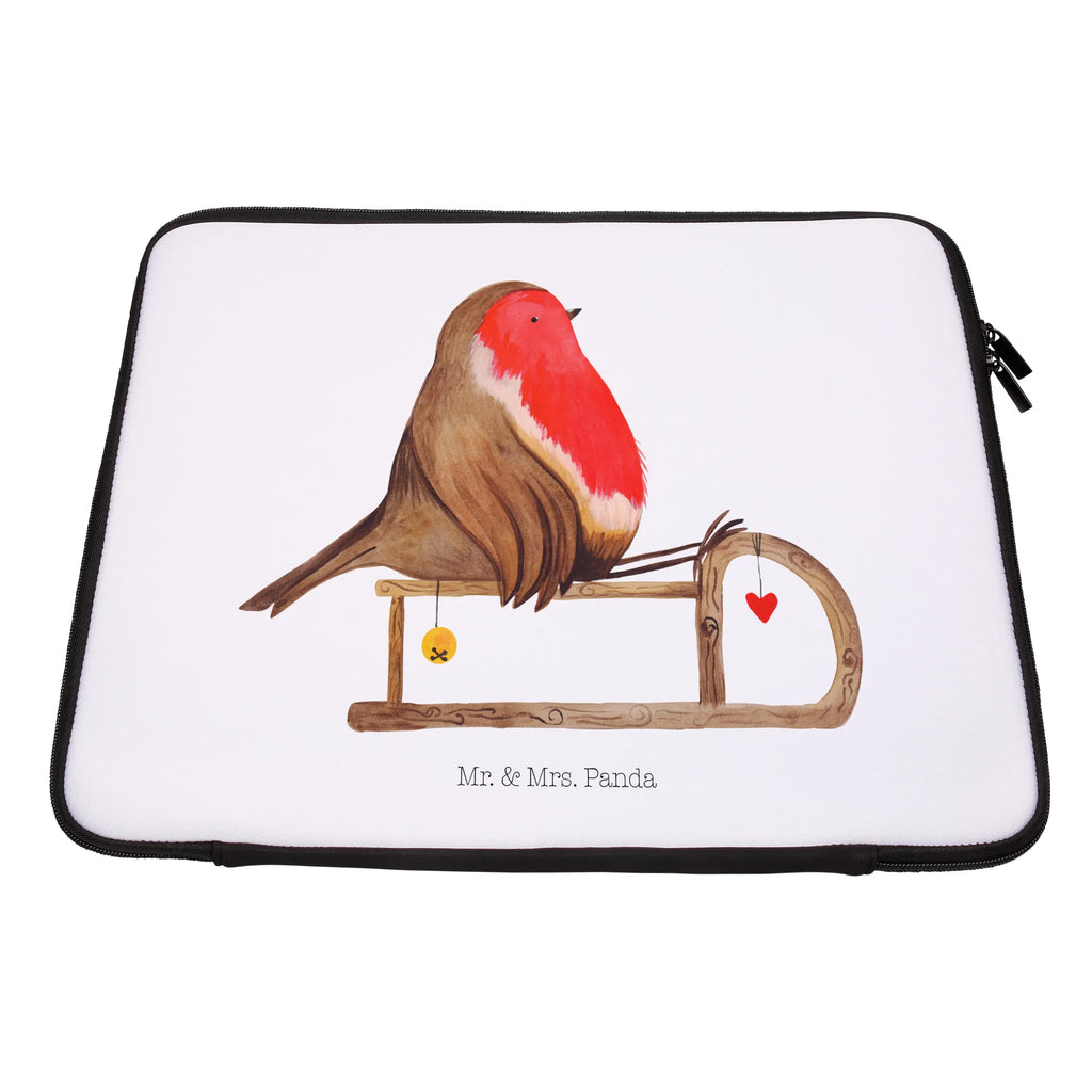 Notebook Tasche Rotkehlchen Schlitten Notebook Tasche, Laptop, Computertasche, Tasche, Notebook-Tasche, Notebook-Reisehülle, Notebook Schutz, Winter, Weihnachten, Weihnachtsdeko, Nikolaus, Advent, Heiligabend, Wintermotiv, Schlitten, Vogel