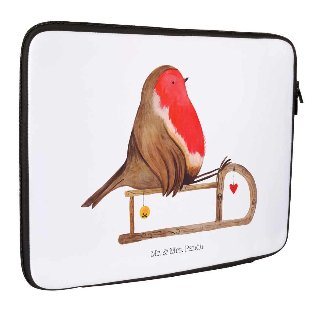 Notebook Tasche Rotkehlchen Schlitten Notebook Tasche, Laptop, Computertasche, Tasche, Notebook-Tasche, Notebook-Reisehülle, Notebook Schutz, Winter, Weihnachten, Weihnachtsdeko, Nikolaus, Advent, Heiligabend, Wintermotiv, Schlitten, Vogel