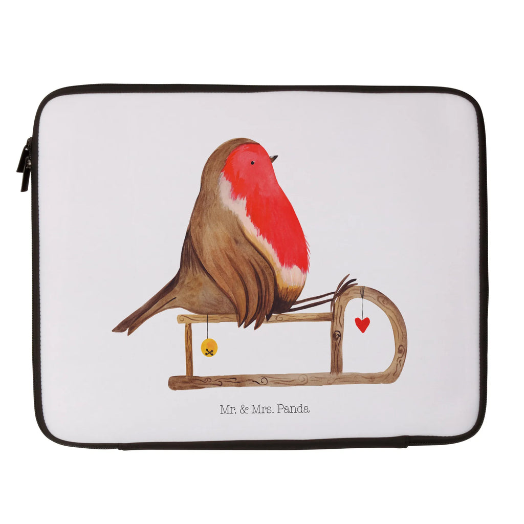 Notebook Tasche Rotkehlchen Schlitten Notebook Tasche, Laptop, Computertasche, Tasche, Notebook-Tasche, Notebook-Reisehülle, Notebook Schutz, Winter, Weihnachten, Weihnachtsdeko, Nikolaus, Advent, Heiligabend, Wintermotiv, Schlitten, Vogel