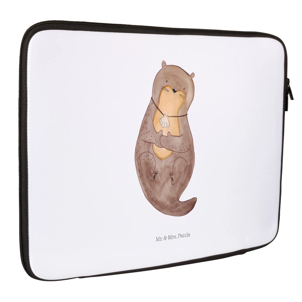 Notebook Tasche Otter Muschel Notebook Tasche, Laptop, Computertasche, Tasche, Notebook-Tasche, Notebook-Reisehülle, Notebook Schutz, Otter, Fischotter, Seeotter, Otterliebe, grübeln, träumen, Motivation, Tagträumen, Büro