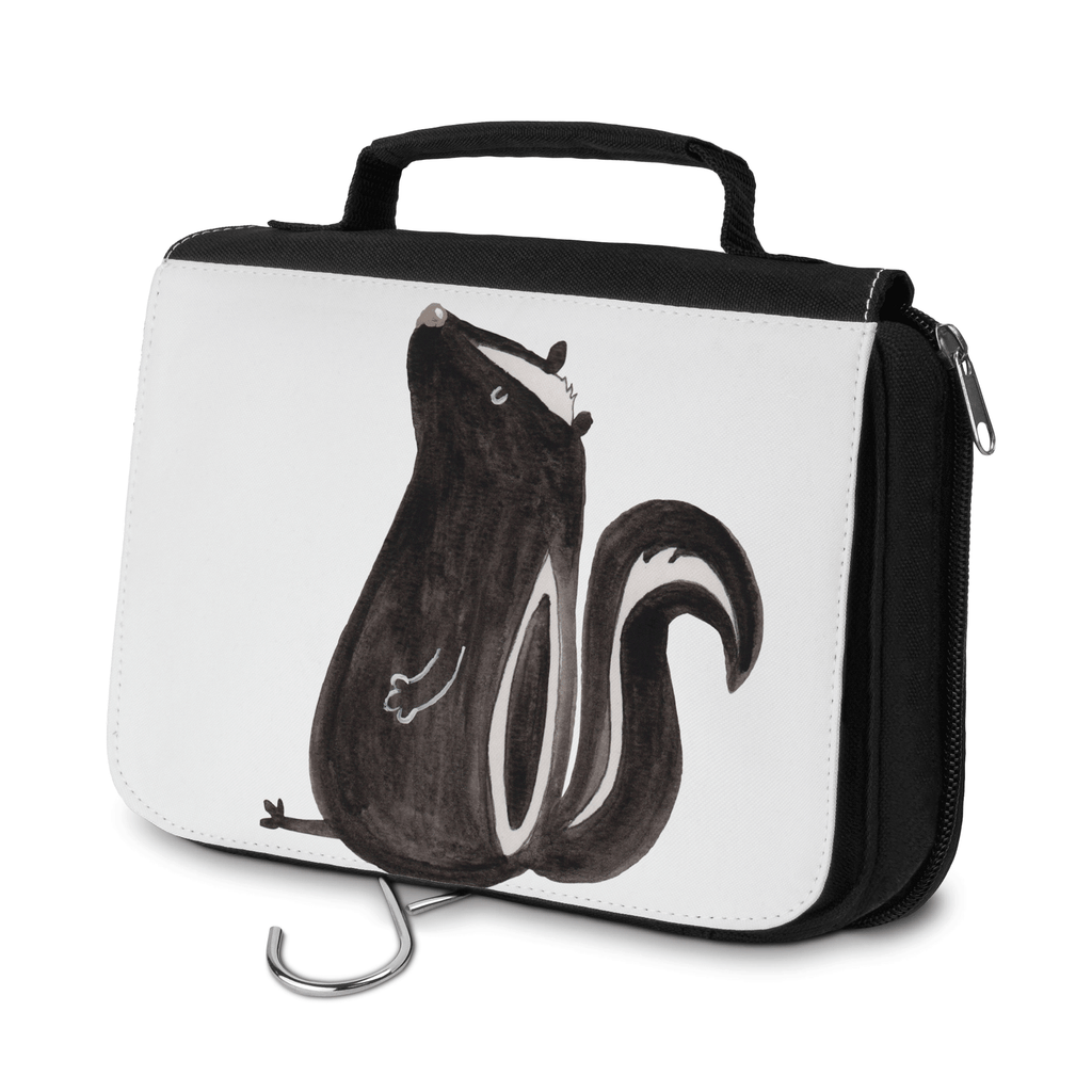 Kulturbeutel Stinktier Sitzen Kulturbeutel, Zum Aufhängen, Waschtasche, Kosmetiktasche, Damen, Herren, Aufbewahrungstasche, Schminktasche, Kosmetikbeutel, Organizer, Kulturtasche, Schminkutensil, Stinktier, Skunk, Wildtier, Raubtier, Stinker, Stinki, Spruch, Büro, Recht, Besserwisser