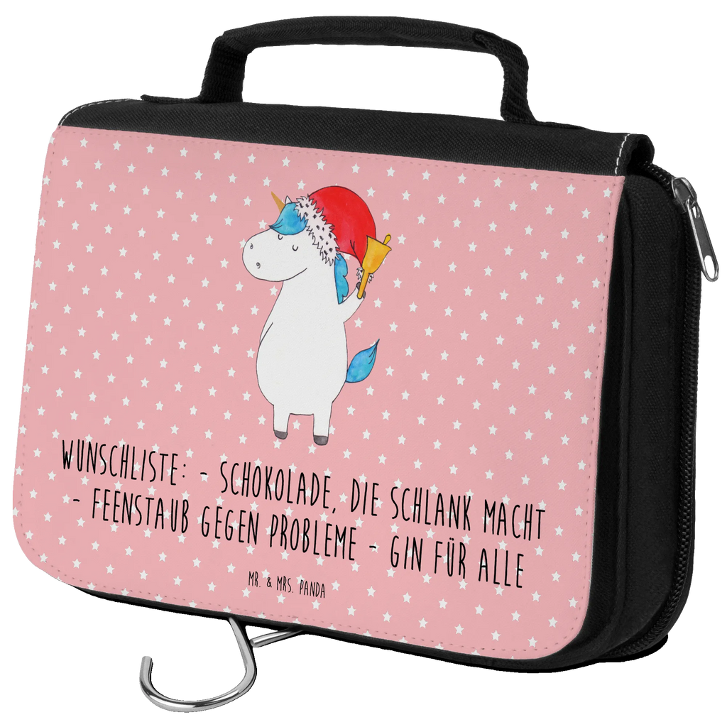 Kulturbeutel Einhorn Weihnachtsmann Kulturbeutel, Zum Aufhängen, Waschtasche, Kosmetiktasche, Damen, Herren, Aufbewahrungstasche, Schminktasche, Kosmetikbeutel, Organizer, Kulturtasche, Schminkutensil, Einhorn, Einhörner, Einhorn Deko, Pegasus, Unicorn, Gin, Schokolade, Schoki, Weihnachten, Weihnachtsmann, Nikolaus, Wunschzettel, Wunschliste, Feenstaub