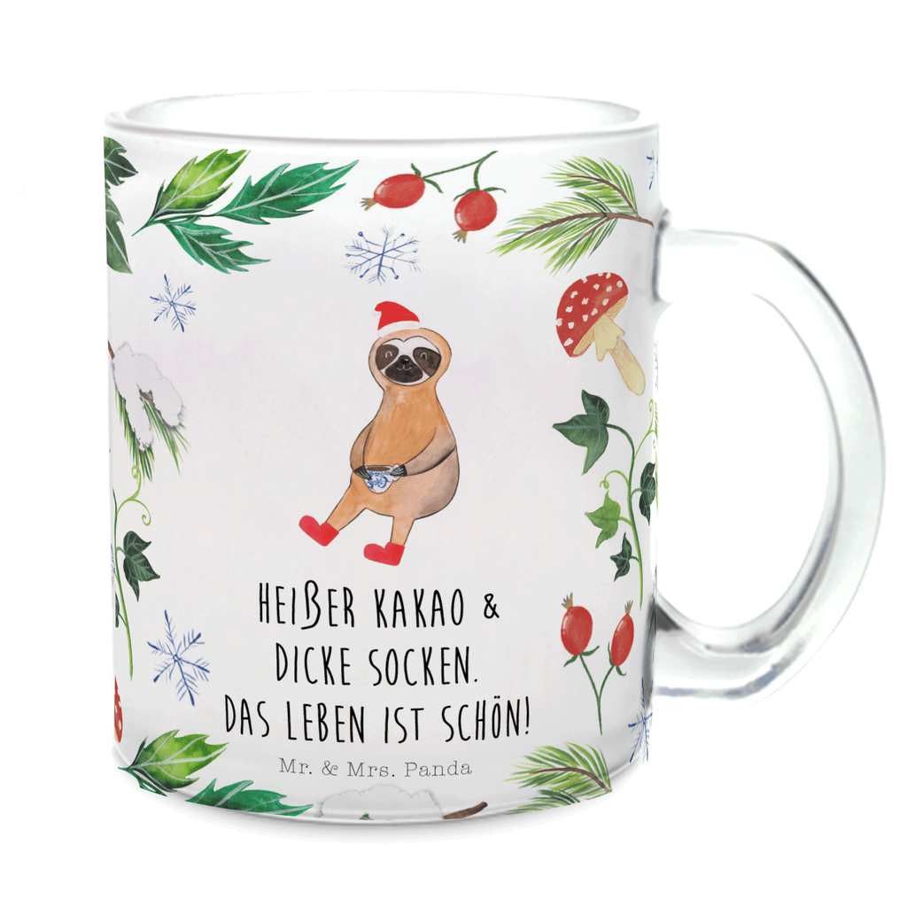 Teetasse Faultier Kakao Teetasse, Teeglas, Teebecher, Tasse mit Henkel, Tasse, Glas Teetasse, Teetasse aus Glas, Winter, Weihnachten, Weihnachtsdeko, Nikolaus, Advent, Heiligabend, Wintermotiv