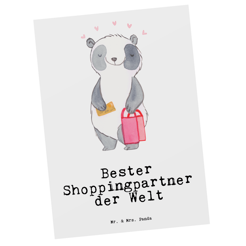 Postkarte Panda Bester Shoppingpartner der Welt Postkarte, Karte, Geschenkkarte, Grußkarte, Einladung, Ansichtskarte, Geburtstagskarte, Einladungskarte, Dankeskarte, Ansichtskarten, Einladung Geburtstag, Einladungskarten Geburtstag, für, Dankeschön, Geschenk, Schenken, Geburtstag, Geburtstagsgeschenk, Geschenkidee, Danke, Bedanken, Mitbringsel, Freude machen, Geschenktipp, Shoppingpartner, Shoppen, Begleitung, Partner, Freundin, Freund, bff, Shopping, Einkaufen, Shopping-Queen, Queen, Bester