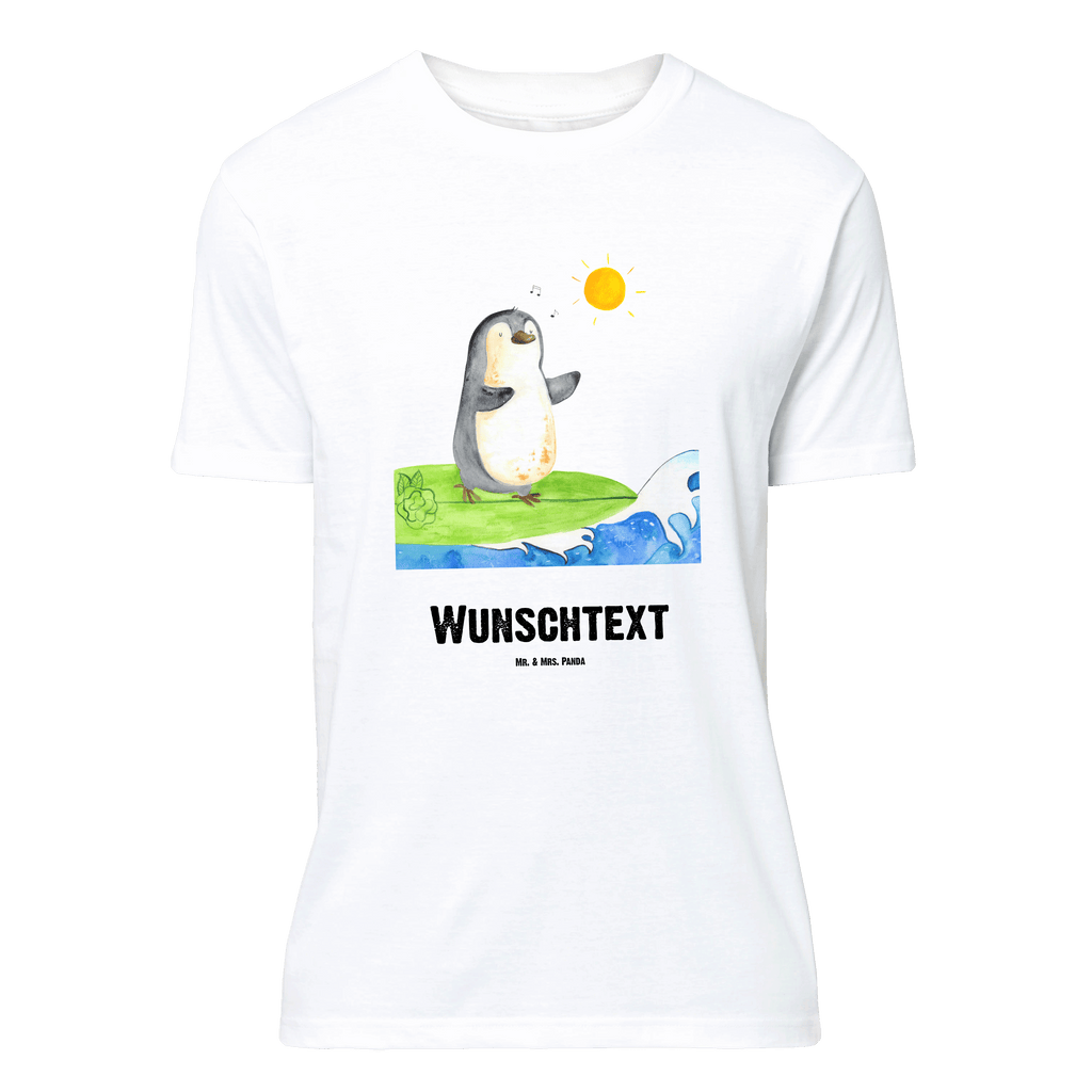 Personalisiertes T-Shirt Pinguin Surfer T-Shirt Personalisiert, T-Shirt mit Namen, T-Shirt mit Aufruck, Männer, Frauen, Wunschtext, Bedrucken, Pinguin, Pinguine, surfen, Surfer, Hawaii, Urlaub, Wellen, Wellen reiten, Portugal