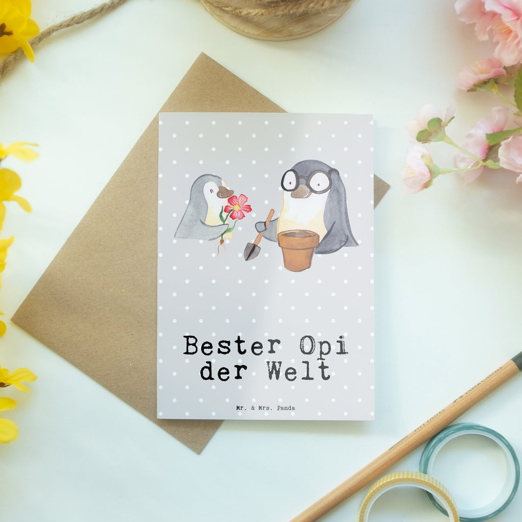 Grußkarte Pinguin Bester Opi der Welt Grußkarte, Klappkarte, Einladungskarte, Glückwunschkarte, Hochzeitskarte, Geburtstagskarte, Karte, Ansichtskarten, für, Dankeschön, Geschenk, Schenken, Geburtstag, Geburtstagsgeschenk, Geschenkidee, Danke, Bedanken, Mitbringsel, Freude machen, Geschenktipp, Großvater, Grossvater, Opa, Opi. Großpapa, Großeltern, Nichte, Neffe, Kleinigkeit, Oppa, Oppi, Bester