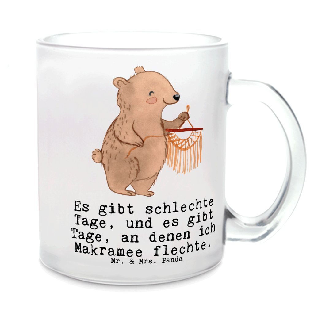 Teetasse Bär Makramee Tage Teetasse, Teeglas, Teebecher, Tasse mit Henkel, Tasse, Glas Teetasse, Teetasse aus Glas, Geschenk, Sport, Sportart, Hobby, Schenken, Danke, Dankeschön, Auszeichnung, Gewinn, Sportler, Makramee, Basteln, Basteln mit Makramee