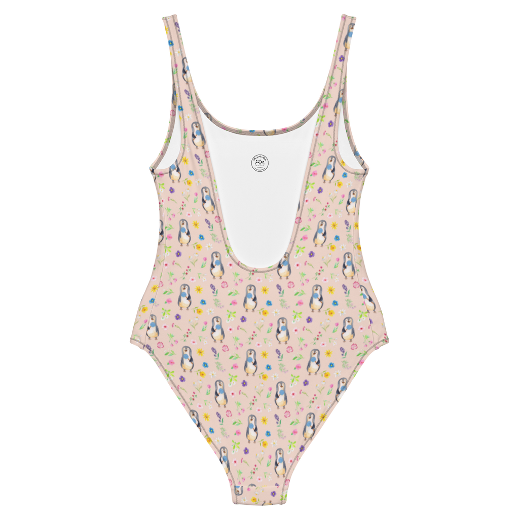 Badeanzug Pinguin Lolli Muster Badebekleidung, Bademode, Badeanzug, Swimsuit, Rückenfreier Badeanzug, Luxus-Bademode, Pinguin, Pinguine, Lolli, Süßigkeiten, Blödsinn, Spruch, Rebell, Gauner, Ganove, Rabauke