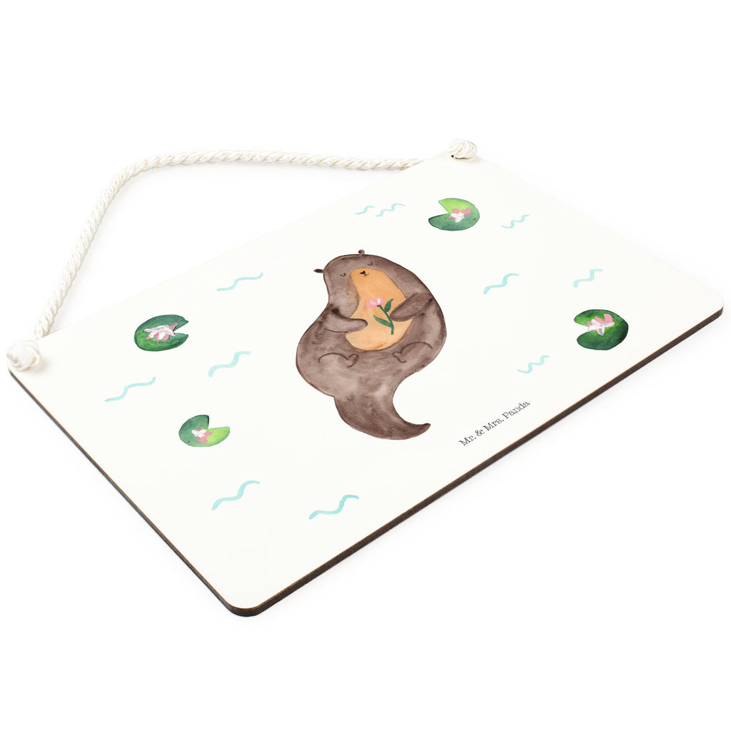 Deko Schild Otter mit Seerose Dekoschild, Deko Schild, Schild, Tür Schild, Türschild, Holzschild, Wandschild, Wanddeko, Otter, Fischotter, Seeotter, Otter Seeotter See Otter