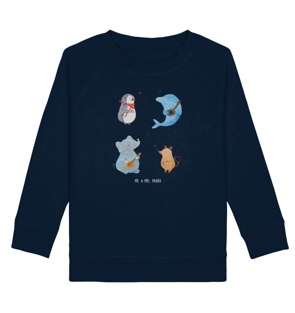 Organic Kinder Pullover Big Band Kinder Pullover, Kinder Sweatshirt, Jungen, Mädchen, Tiermotive, Gute Laune, lustige Sprüche, Tiere, Hund, Pinguin, Maus, Elefant, Delfin, Gitarre, Band, Triangel, Musikanten, Musik