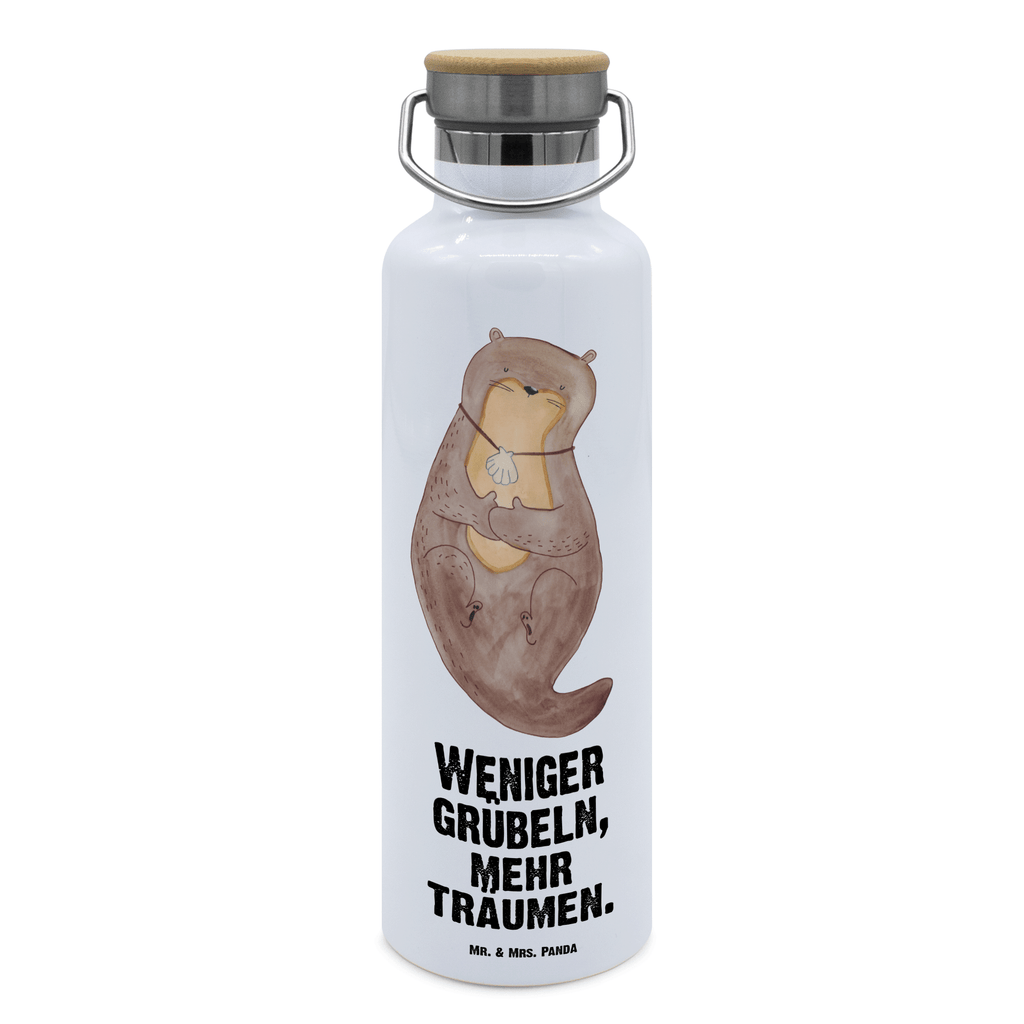 Trinkflasche Otter Muschel Thermosflasche, Isolierflasche, Edelstahl, Trinkflasche, isoliert, Wamrhaltefunktion, Sportflasche, Flasche zum Sport, Sportlerflasche, Otter, Fischotter, Seeotter, Otterliebe, grübeln, träumen, Motivation, Tagträumen, Büro