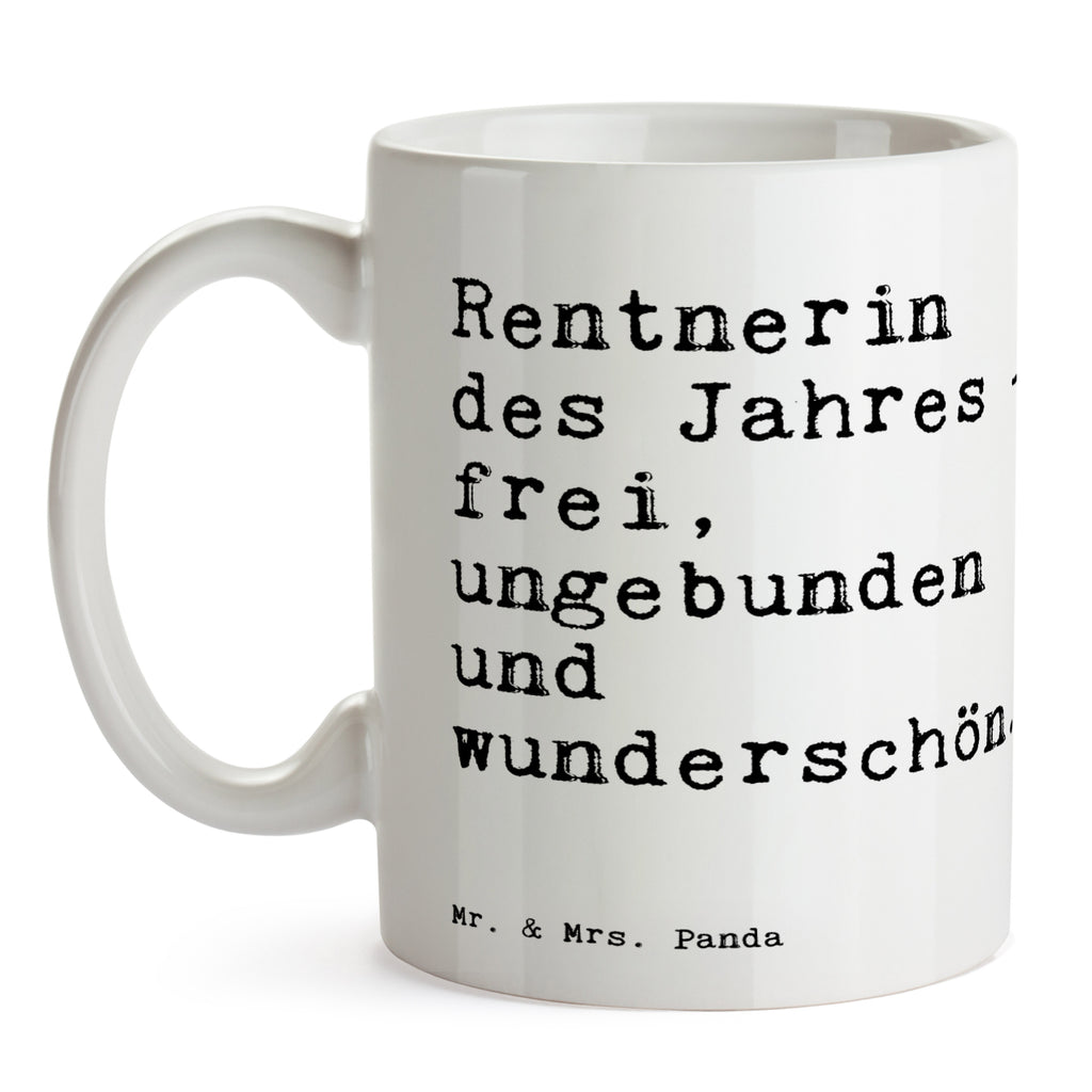 Tasse Sprüche und Zitate Rentnerin des Jahres - frei, ungebunden und wunderschön. Tasse, Kaffeetasse, Teetasse, Becher, Kaffeebecher, Teebecher, Keramiktasse, Porzellantasse, Büro Tasse, Geschenk Tasse, Tasse Sprüche, Tasse Motive, Kaffeetassen, Tasse bedrucken, Designer Tasse, Cappuccino Tassen, Schöne Teetassen, Spruch, Sprüche, lustige Sprüche, Weisheiten, Zitate, Spruch Geschenke, Spruch Sprüche Weisheiten Zitate Lustig Weisheit Worte