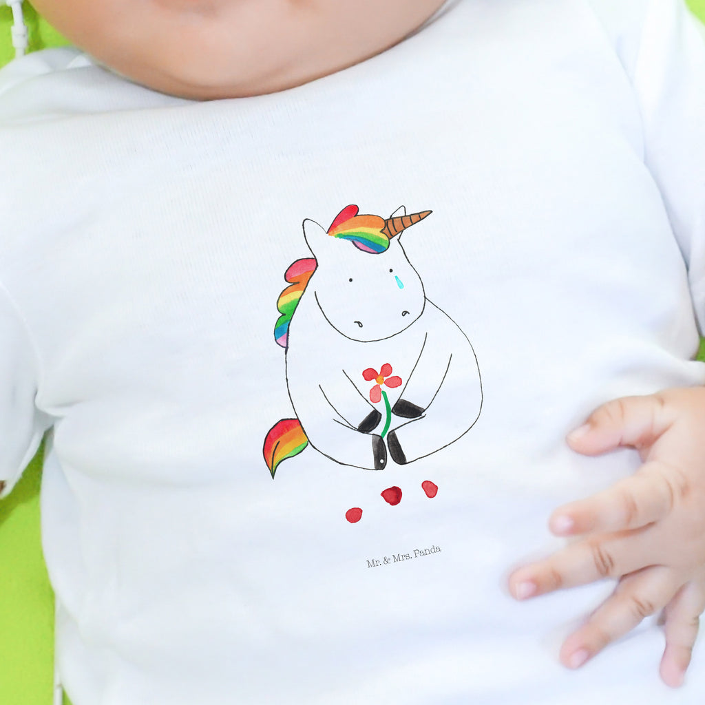 Organic Baby Shirt Einhorn Traurig Baby T-Shirt, Jungen Baby T-Shirt, Mädchen Baby T-Shirt, Shirt, Einhorn, Einhörner, Einhorn Deko, Pegasus, Unicorn, Glitzer, Trösten. Freundschaft, Freunde, Liebe, Trauer, Grußkarte, Blume