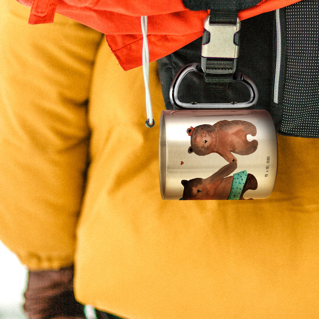 Edelstahlbecher Bär Freundin Edelstahltasse, Karabiner, Edelstahlbecher, Outdoor, Camping, Tasse, Becher, Bär, Teddy, Teddybär, Bär Freundin Beste Freund Liebe Liebesbeweis Verliebt Kumpel Kumpeliene