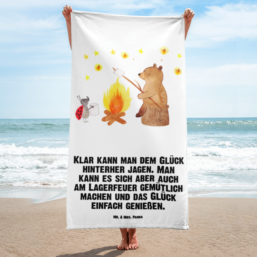 XL Badehandtuch Bär & Marienkäfer Lagerfeuer Handtuch, Badetuch, Duschtuch, Strandtuch, Saunatuch, Bär, Teddy, Teddybär, Lagerfeuer