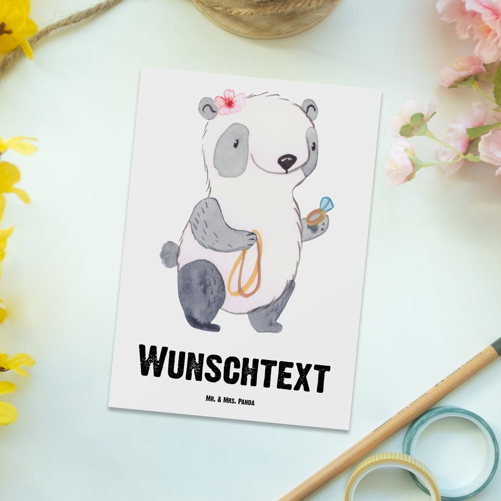 Personalisierte Postkarte Schmuckverkäuferin mit Herz Postkarte mit Namen, Postkarte bedrucken, Postkarte mit Wunschtext, Postkarte personalisierbar, Geschenkkarte mit Namen, Grußkarte mit Namen, Karte mit Namen, Einladung mit Namen, Ansichtskarte mit Namen, Geschenkkarte mit Wunschtext, Grußkarte mit Wunschtext, Karte mit Wunschtext, Einladung mit Wunschtext, Ansichtskarte mit Wunschtext, Beruf, Ausbildung, Jubiläum, Abschied, Rente, Kollege, Kollegin, Geschenk, Schenken, Arbeitskollege, Mitarbeiter, Firma, Danke, Dankeschön, Schmuckverkäuferin, Juwelier, Goldschmied, Schmied, Schmuckwarenhändler, Schmuckgeschäft, Eröffnung