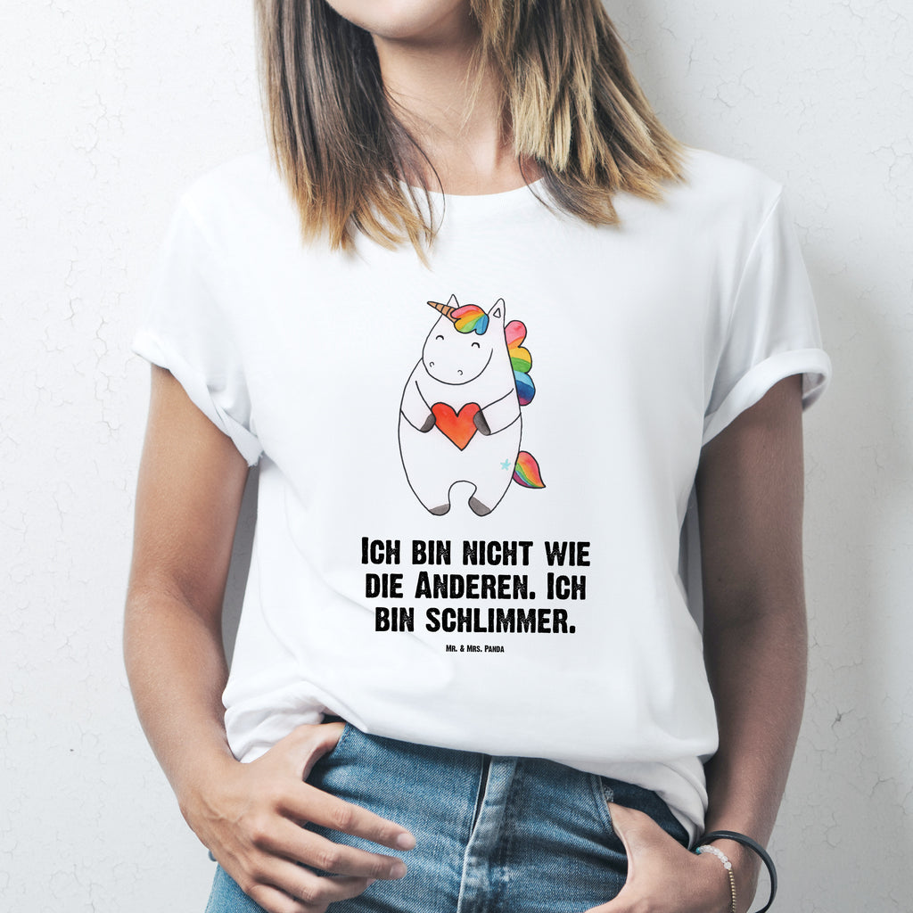 T-Shirt Standard Einhorn Herz T-Shirt, Shirt, Tshirt, Lustiges T-Shirt, T-Shirt mit Spruch, Party, Junggesellenabschied, Jubiläum, Geburstag, Herrn, Damen, Männer, Frauen, Schlafshirt, Nachthemd, Sprüche, Einhorn, Einhörner, Einhorn Deko, Pegasus, Unicorn, Herz, schlimm, böse, witzig, lustig, Freundin, anders, bunt