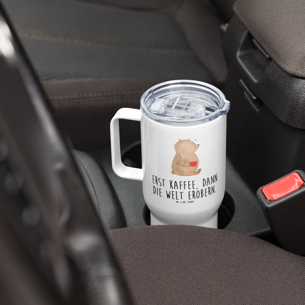 XXL Thermobecher Bär Kaffee Thermobecher, XL Thermobecher, Reisebecher, XL Reisetasse, Großer Thermobecher, Autobecher, Jumbo Becher, Bär, Teddy, Teddybär, Kaffee, Coffee, Bären, guten Morgen, Morgenroutine, Welt erobern, Welt retten, Motivation