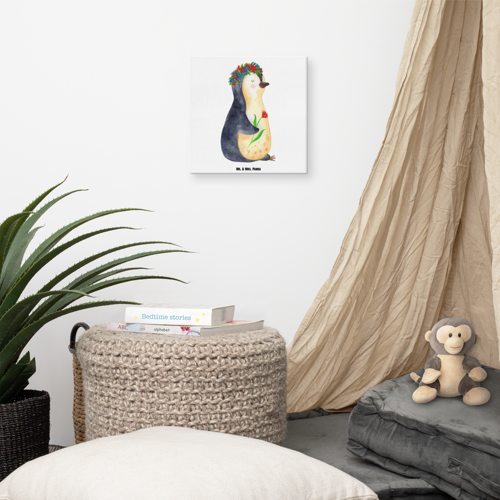 Leinwand Bild Pinguin Blumenkranz Leinwand, Bild, Kunstdruck, Wanddeko, Dekoration, Pinguin, Pinguine, Blumenkranz, Universum, Leben, Wünsche, Ziele, Lebensziele, Motivation, Lebenslust, Liebeskummer, Geschenkidee