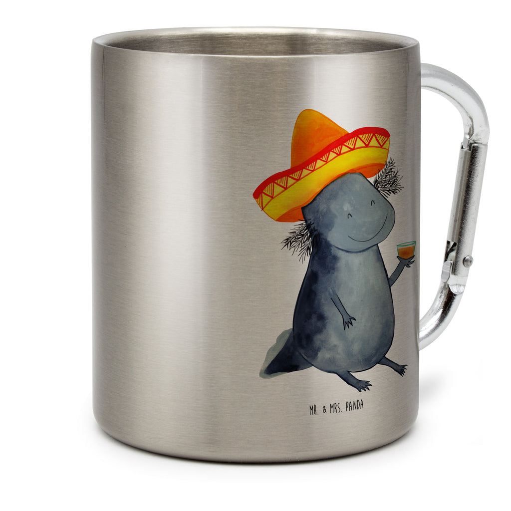 Edelstahlbecher Axolotl Tequila Edelstahltasse, Karabiner, Edelstahlbecher, Outdoor, Camping, Tasse, Becher, Axolotl, Molch, Mexico, Mexiko, Sombrero, Zitrone, Tequila, Motivation, Spruch, Schwanzlurch, Lurch, Lurche, Axolot, Feuerdrache, Feuersalamander